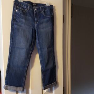 White House Black Market Blanc Crop Leg Blue Jeans Size 6